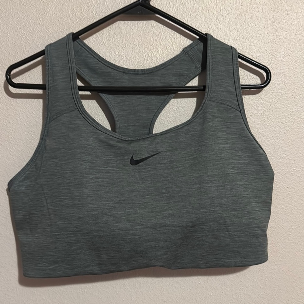 Nike Gray Sports Bra Moisture-Wicking Racerback